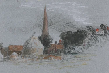 Landscape Study: A Haystack Near a Church